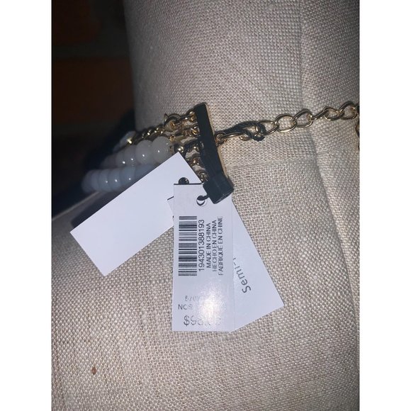 CONVERTIBLE WHITE BEACH & RHINESTONE MULTI-ROW NECKLACE - Picture 8 of 12